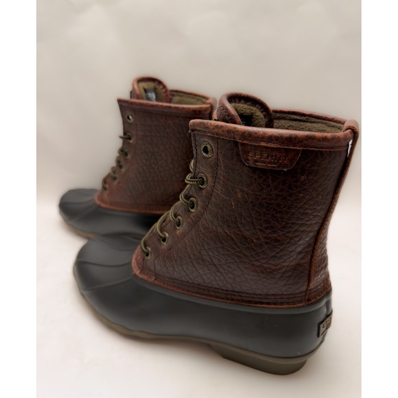 Sperry Saltwater Duck Boots size 7.5 Mens Black/Amaretto Waterproof STS23704 - Picture 2 of 6
